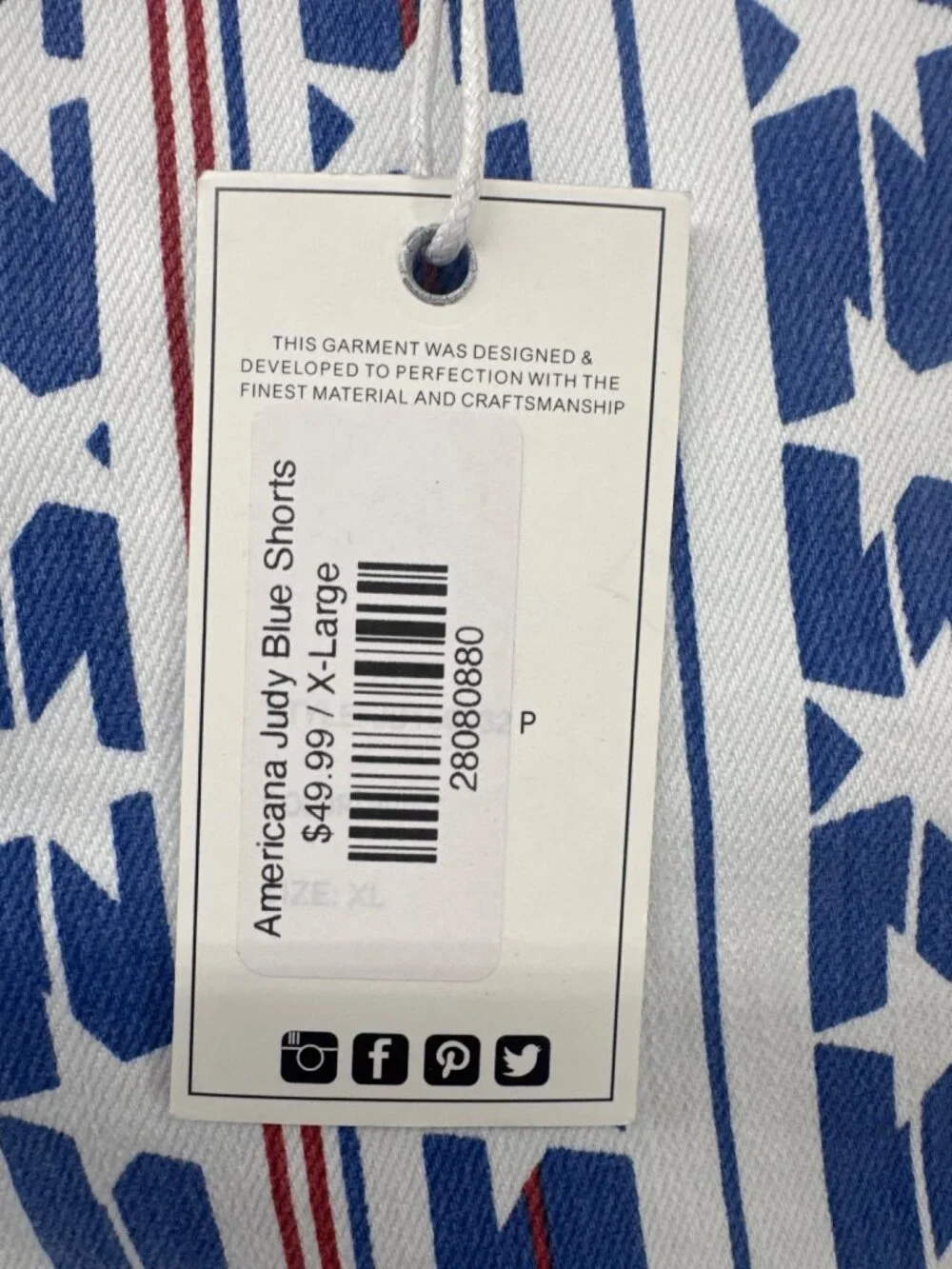 Judy Blue Women Short Sz XL Red/White/Blue Stars&Stripes Americana Patriotic NWT - Picture 2 of 16